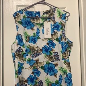 Yeokou 2XL White Tank Hawaiian Style Dress